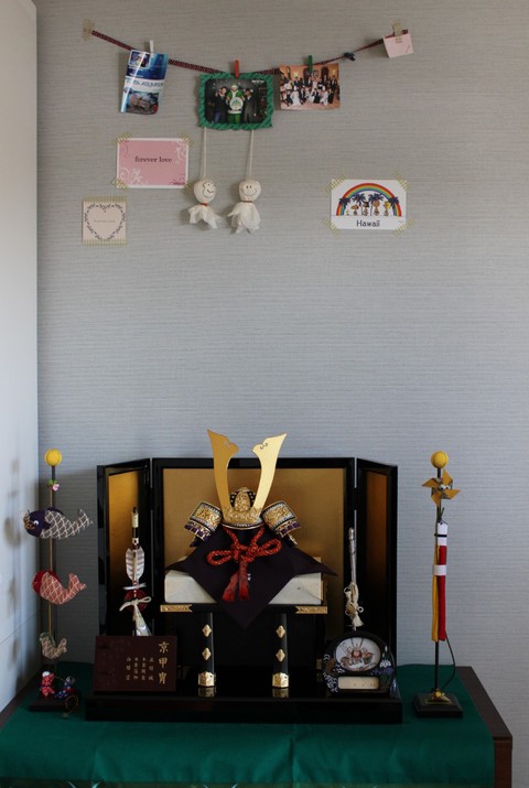 兜飾り（京都の手作り品） をお客様宅に、素敵に飾れました♪